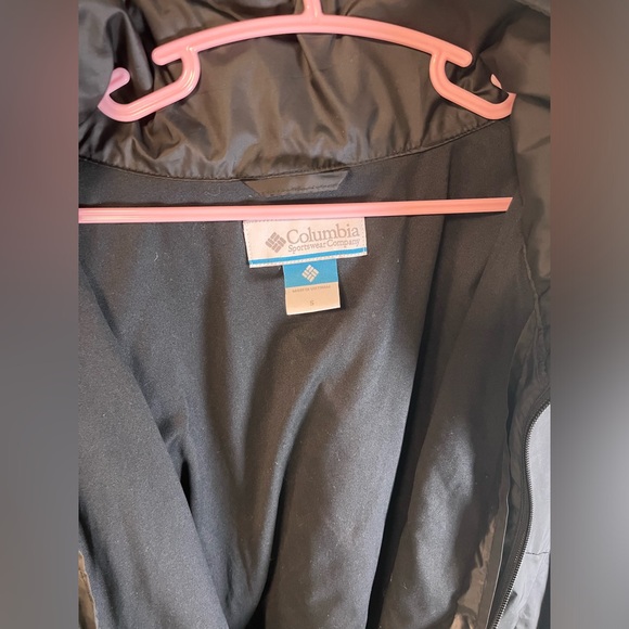 Columbia Black Hooded 2-Way Zipper Windbreaker Jacket, Woman Size Small Coat - Picture 9 of 11